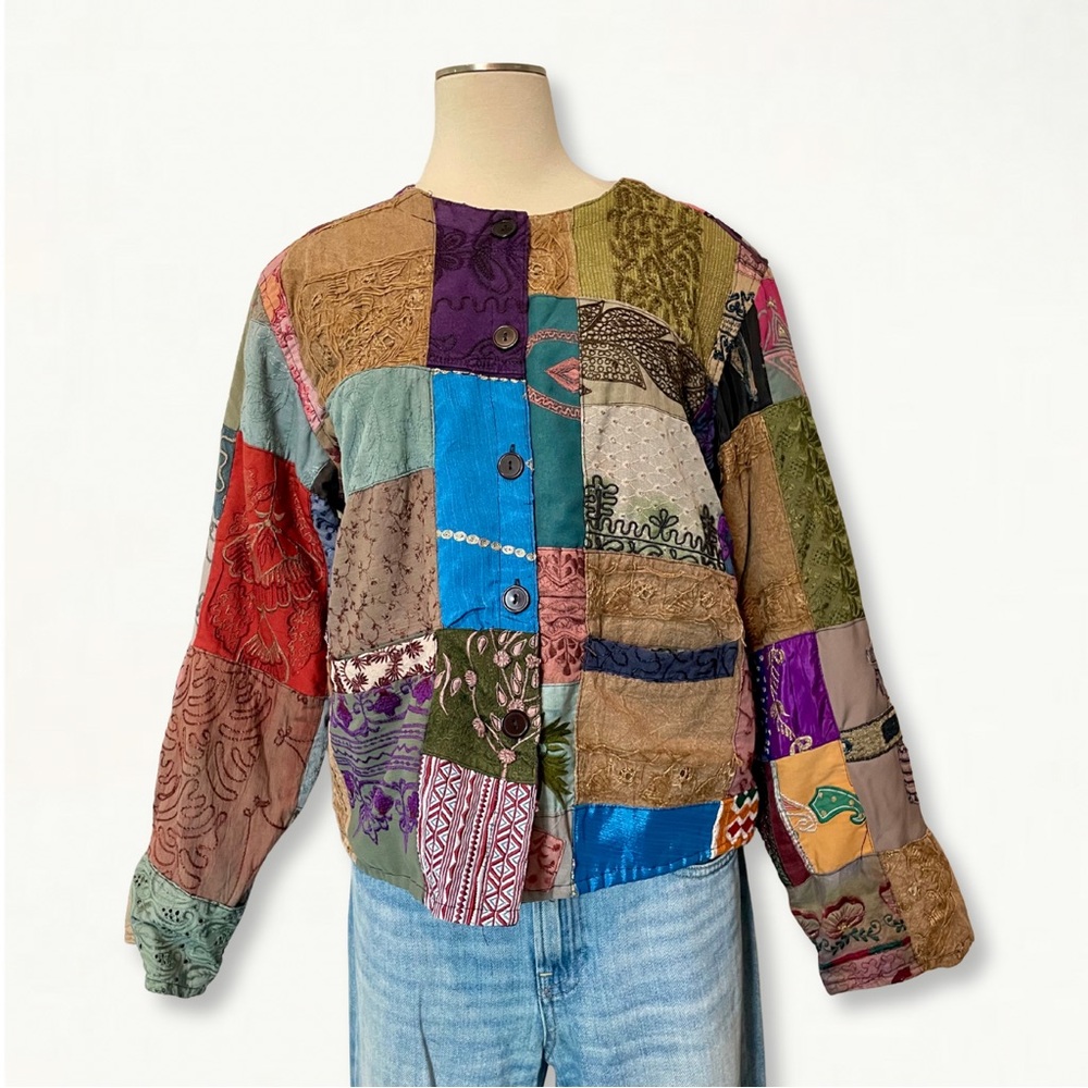 Colorful Quilted Patchwork Jacket Scared Threads … - image 1